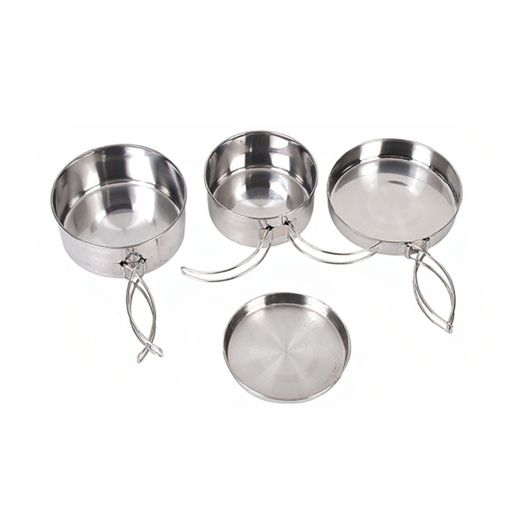 Nesting Camping Cooking Set - 4피스 스테인리스 스틸 야외 요리 세트