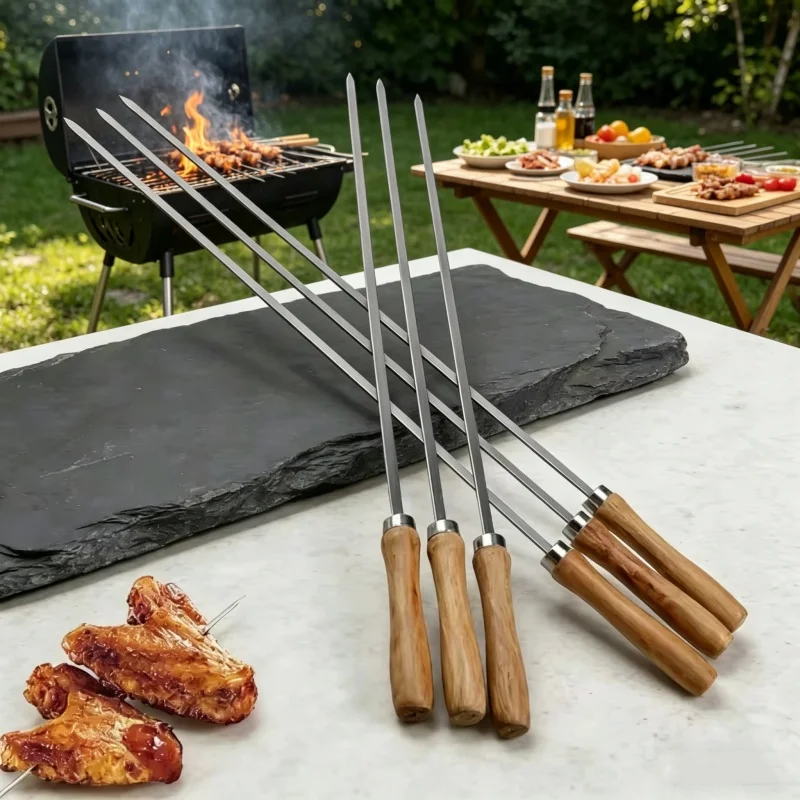 Camping Cooking Candle - 6Pcs 42cm 스테인레스 스틸 플랫 바베큐