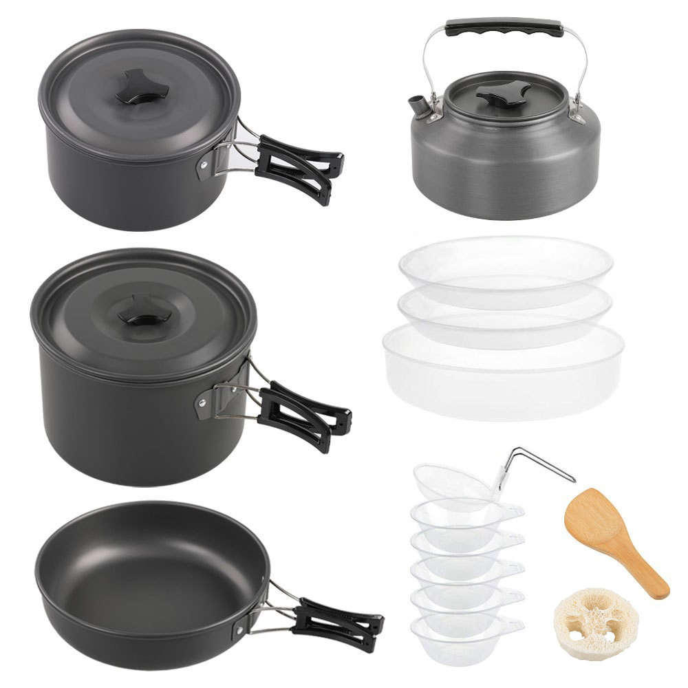 Nesting Camping Cooking Set - 야외용 대형 조리 세트, 2~4인용 네스티드
