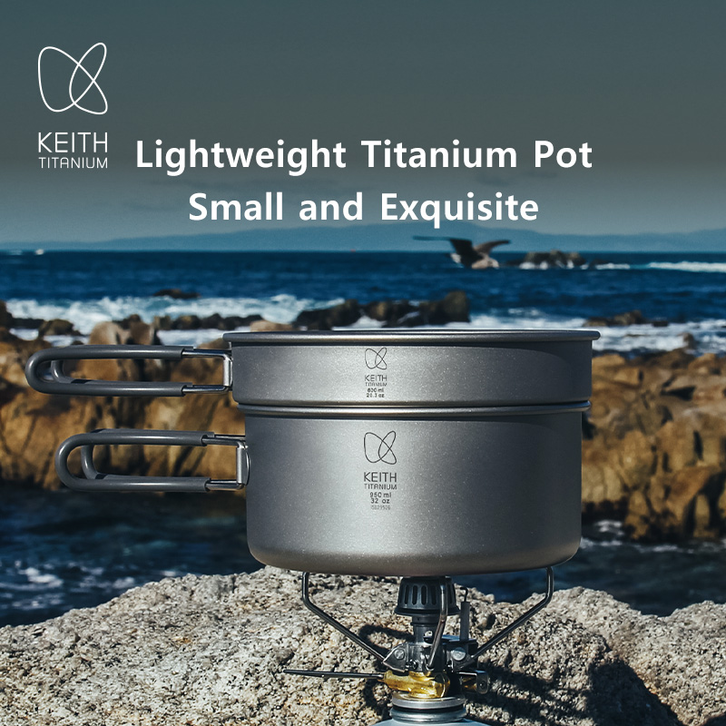 Nesting Camping Cooking Set - Keith 티타늄 냄비 세트 아웃도어 그릇