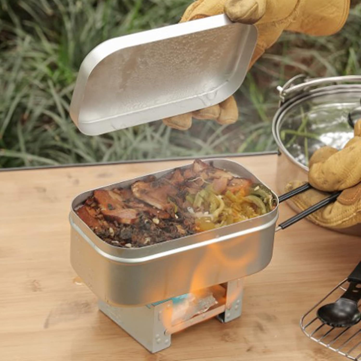Camping Outdoor Cooking Equipment - 접이식 도시락 상자 손잡이, 성인용 도시락