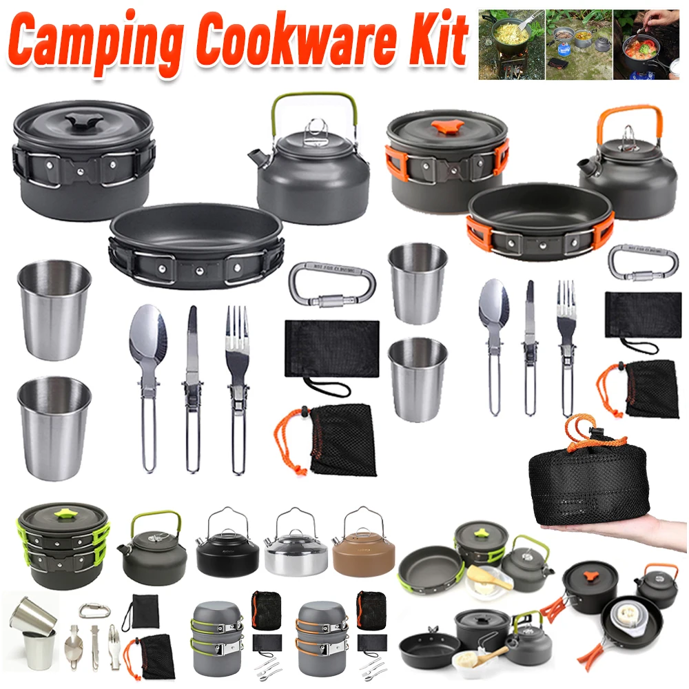 Camping Cooking Pots And Pans - 캠핑 조리기구 세트 주전자 냄비 프라이팬