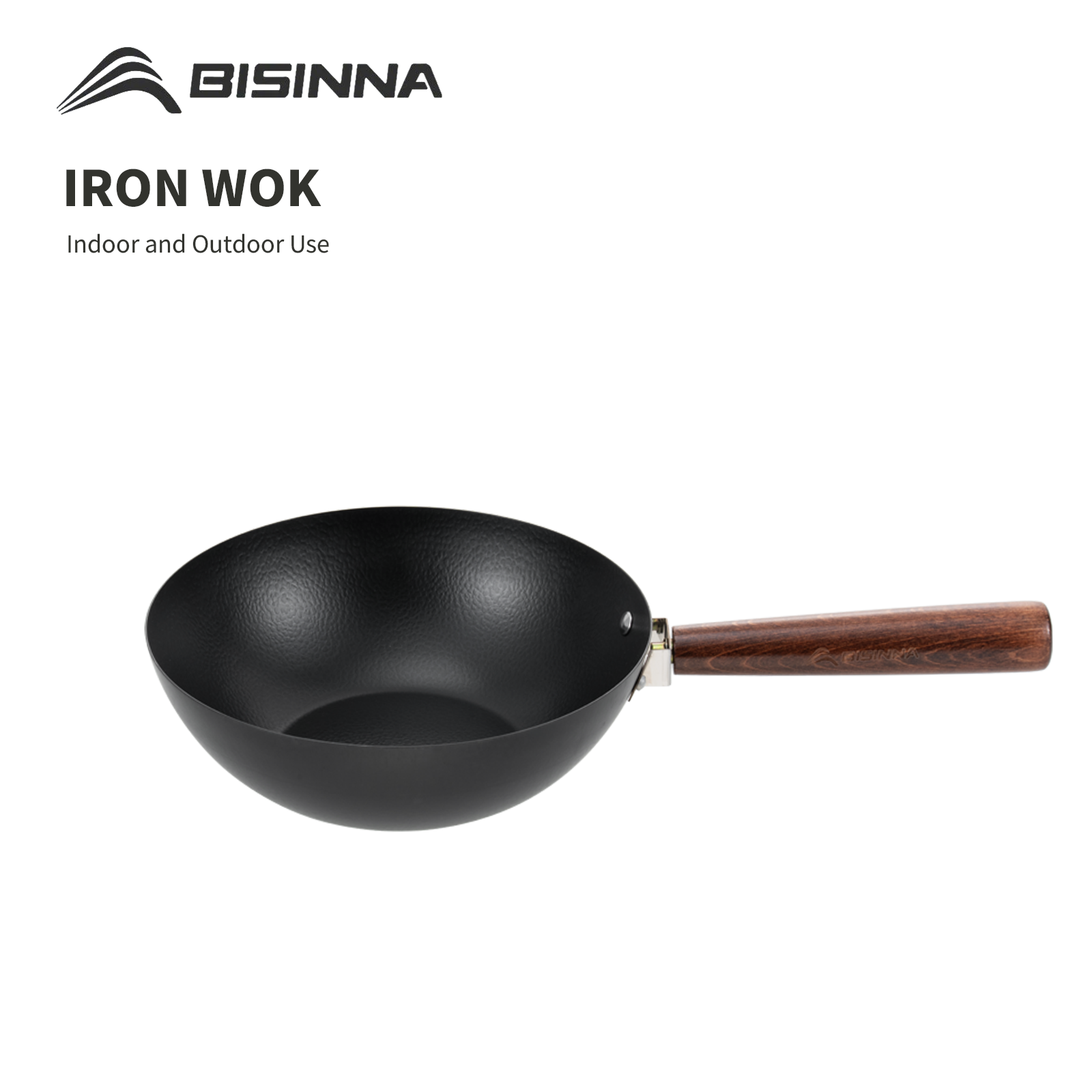 Camping Cooking Candle - BISINNA 24cm 철제 웍 주방 논스틱