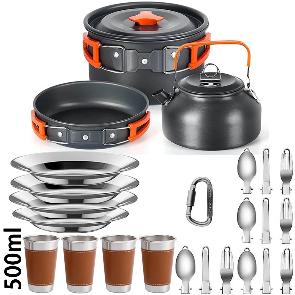 야외 캠핑 요리 세트, 붙지 않는 냄비 네스팅 보관 세 - Nesting Camping Cooking Set 리뷰 및 가격