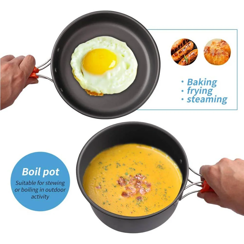야외 캠핑 요리 세트, 붙지 않는 냄비 네스팅 보관 세 - Nesting Camping Cooking Set 리뷰 및 가격