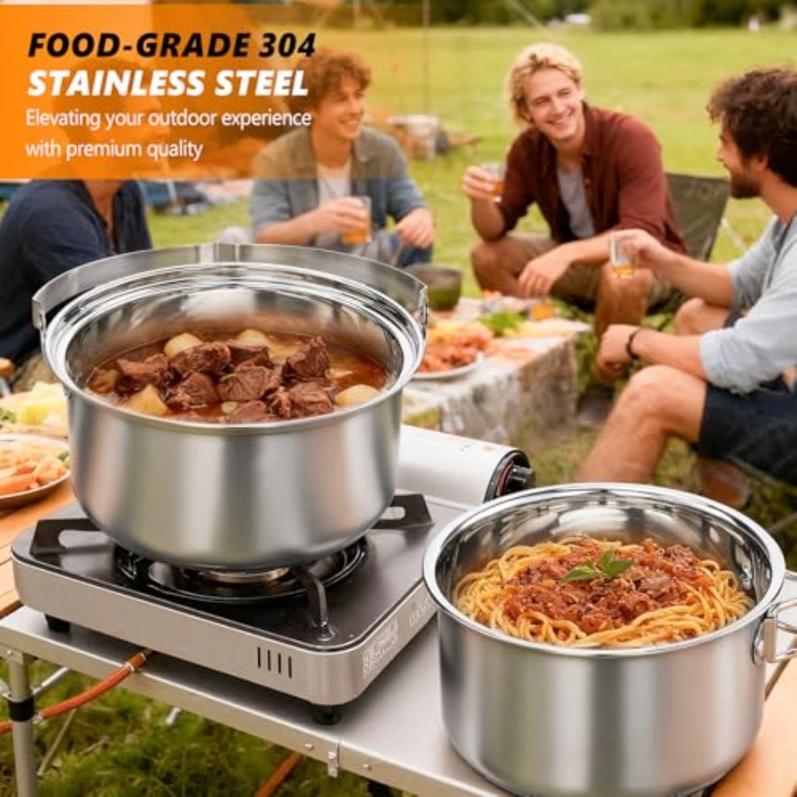 캠핑 조리기구 세트, 4~6인용 캠프파이어 요리를 위한 - Nesting Camping Cooking Set 리뷰 및 가격