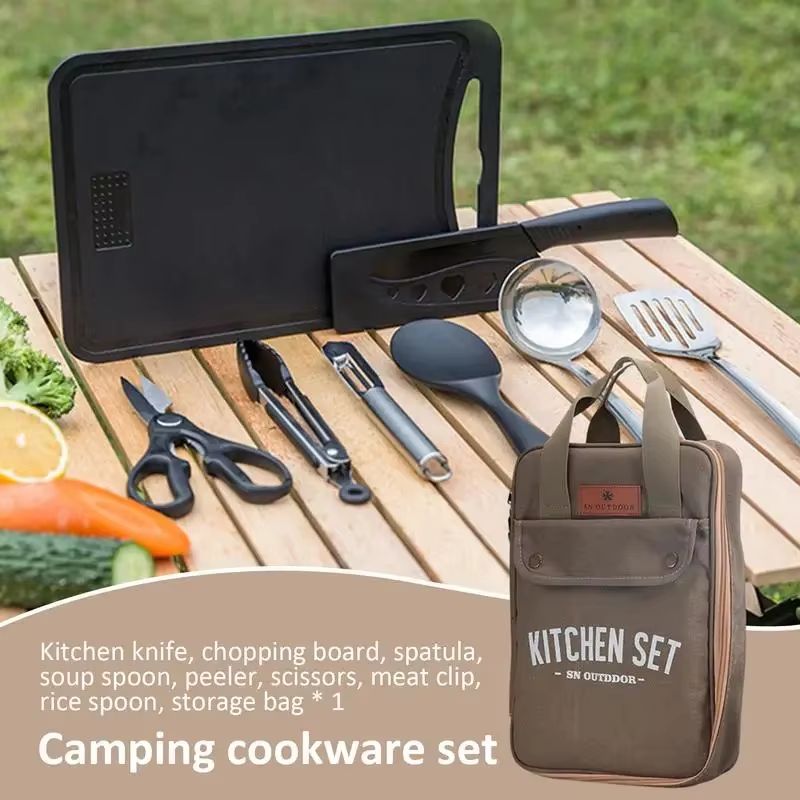 8pcs 캠핑 주방 조리기구 세트 휴대용 가방 야외 여 - Camping Outdoor Cooking Equipment 리뷰 및 가격