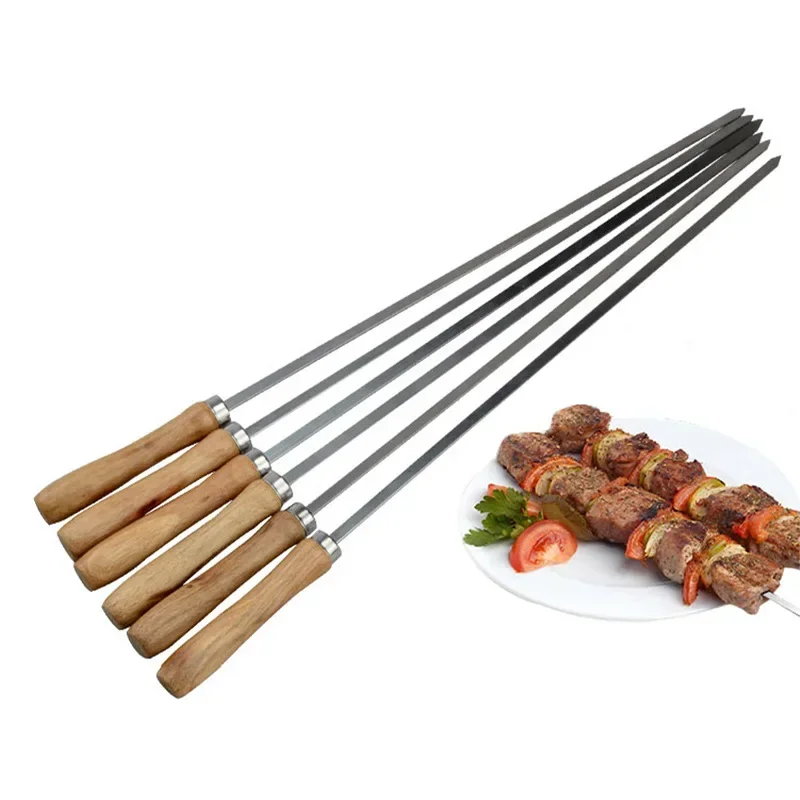 6Pcs 42cm 스테인레스 스틸 플랫 바베큐 꼬치 넓 - Camping Cooking Candle 리뷰 및 가격