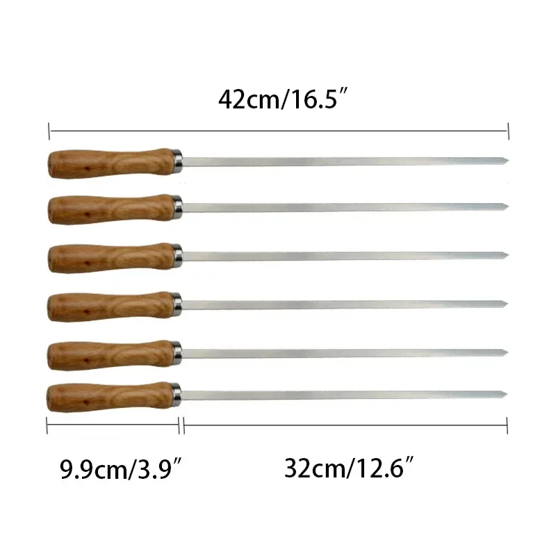 6Pcs 42cm 스테인레스 스틸 플랫 바베큐 꼬치 넓 - Camping Cooking Candle 리뷰 및 가격
