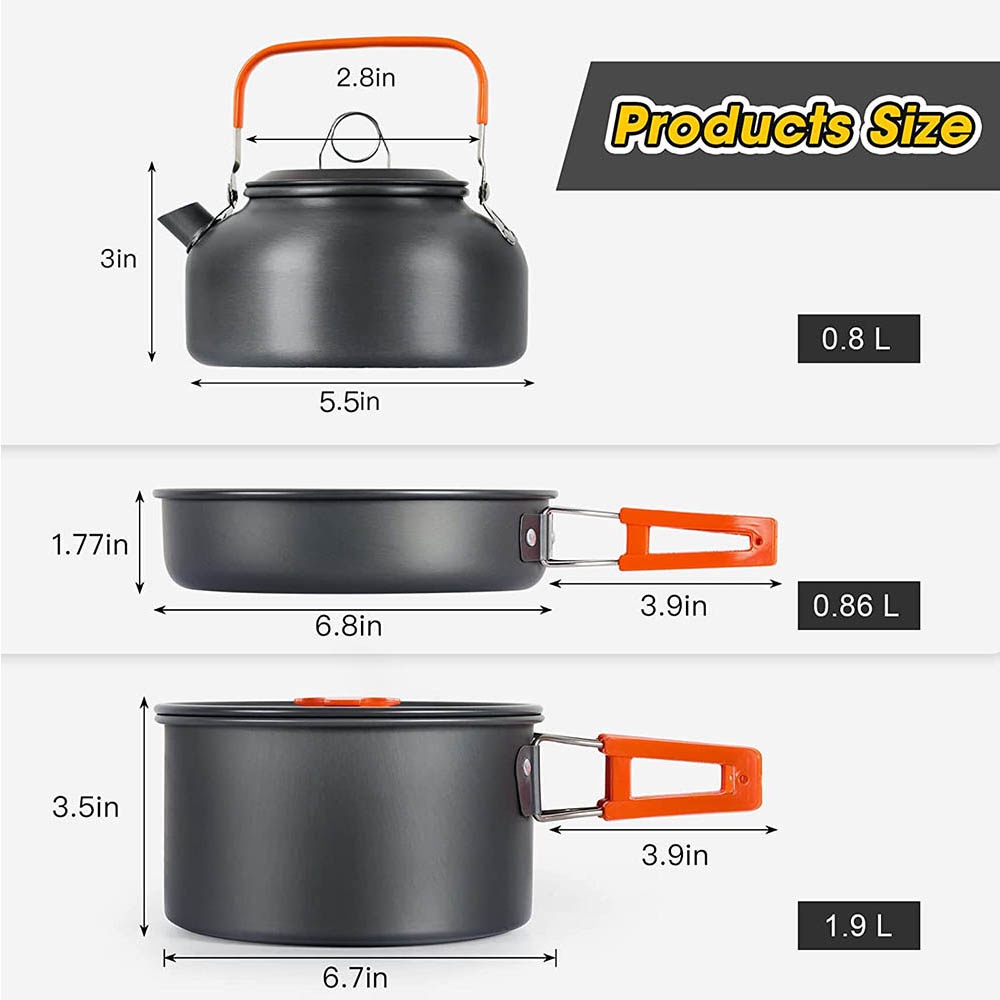 야외 캠핑 요리 세트, 붙지 않는 냄비 네스팅 보관 세 - Nesting Camping Cooking Set 리뷰 및 가격