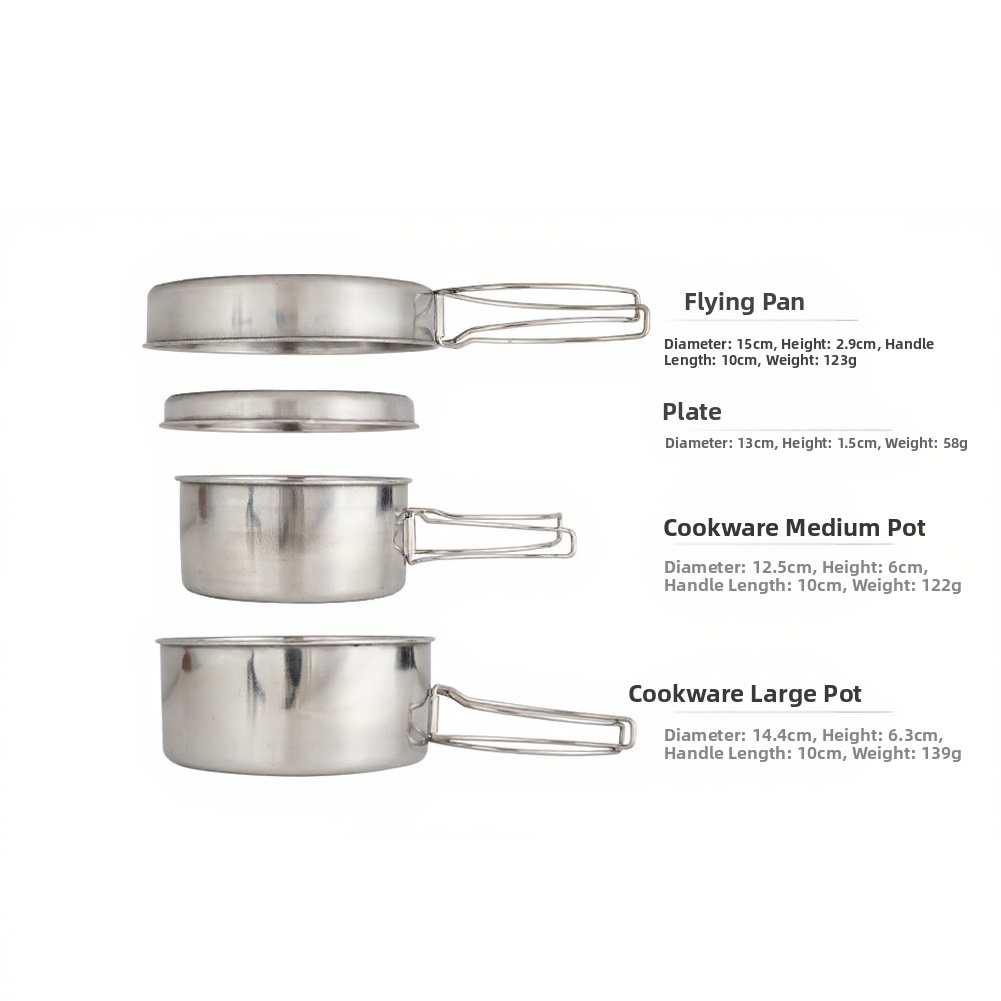 야외 요리 세트 4종 스테인리스 스틸 캠핑 하이킹 트레 - Nesting Camping Cooking Set 리뷰 및 가격