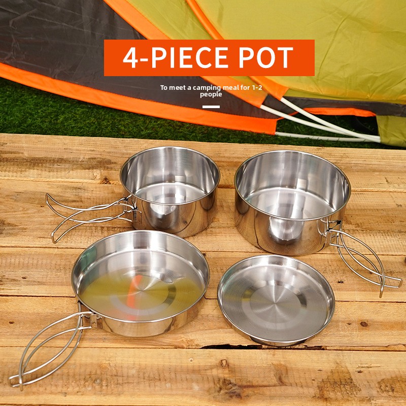 CLS 4 개/대 스테인레스 스틸 캠핑 조리기구 세트- - Nesting Camping Cooking Set 리뷰 및 가격