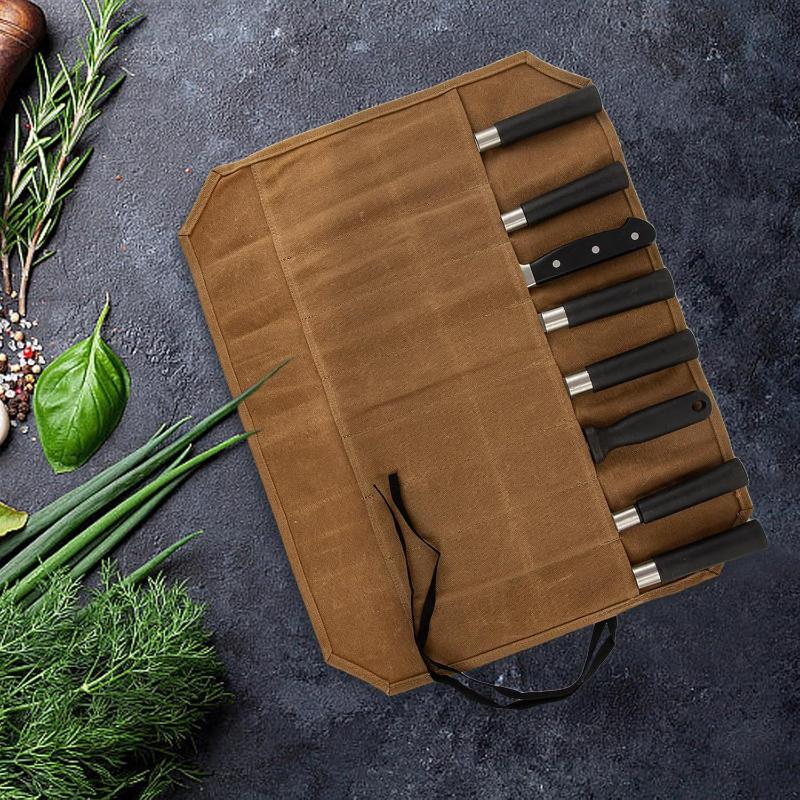 왁스 코팅 캔버스 셰프 나이프 롤 다용도 수납 슬롯 내 - Camping Cooking Organizer 리뷰 및 가격