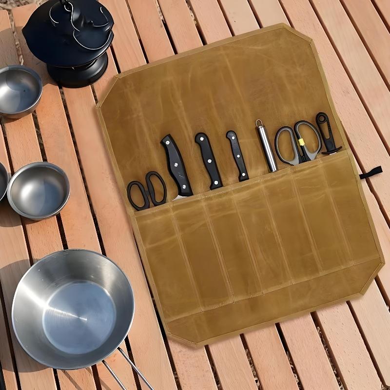 왁스 코팅 캔버스 셰프 나이프 롤 다용도 수납 슬롯 내 - Camping Cooking Organizer 리뷰 및 가격