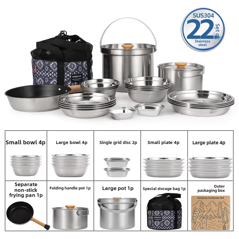 NOBANA 최신 야외 스테인레스 스틸 냄비 세트 캠핑 - Camping Cooking Pots And Pans 리뷰 및 가격
