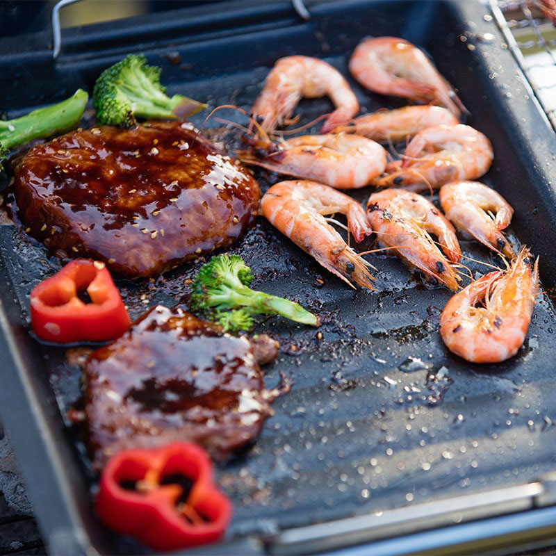 야외용 두꺼운 사각 그릴 팬, 손잡이 두 개, 휴대용  - Camping Cooking Candle 리뷰 및 가격