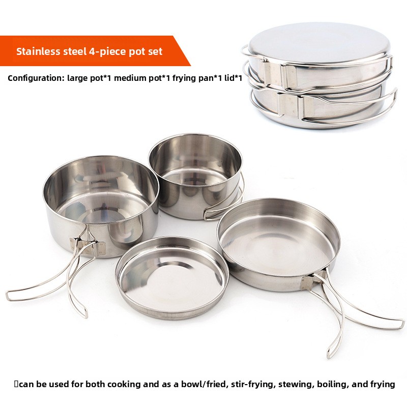 CLS 4종 스테인리스 캠핑 조리기구 세트 휴대용 네스 - Nesting Camping Cooking Set 리뷰 및 가격