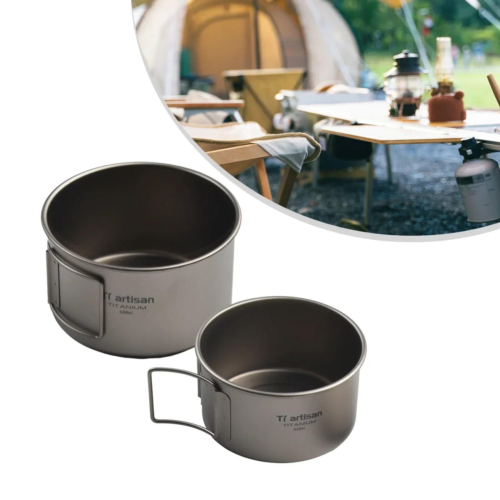 접이식 손잡이가 있는 티타늄 그릇, 캠핑 그릇, 뚜껑  - Camping Cooking Ware 리뷰 및 가격