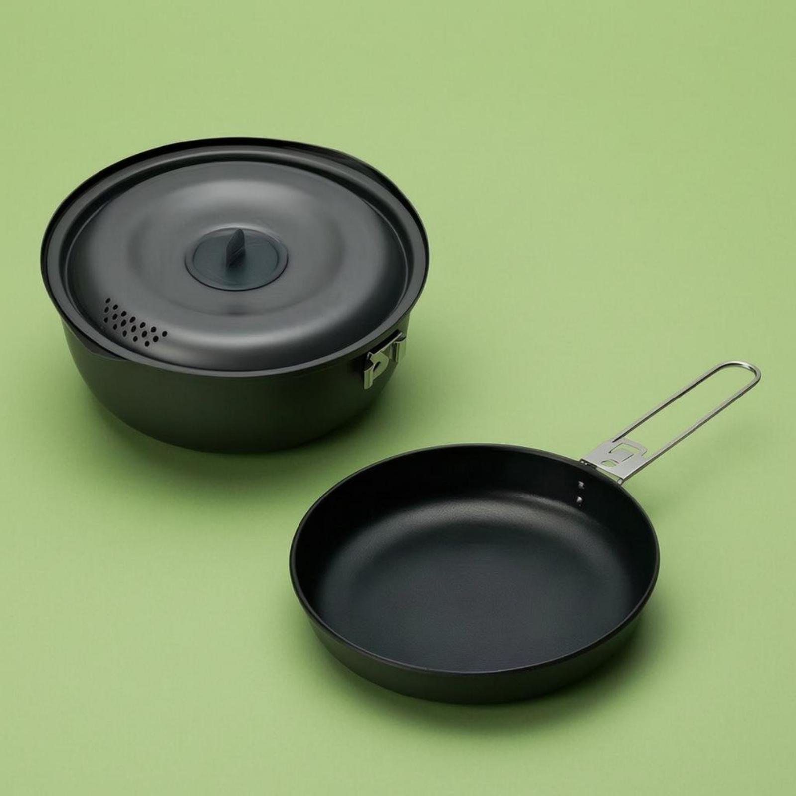 야외용 조리기구 논스틱 캠핑 조리기구 세트, 뚜껑과 손 - Nesting Camping Cooking Set 리뷰 및 가격