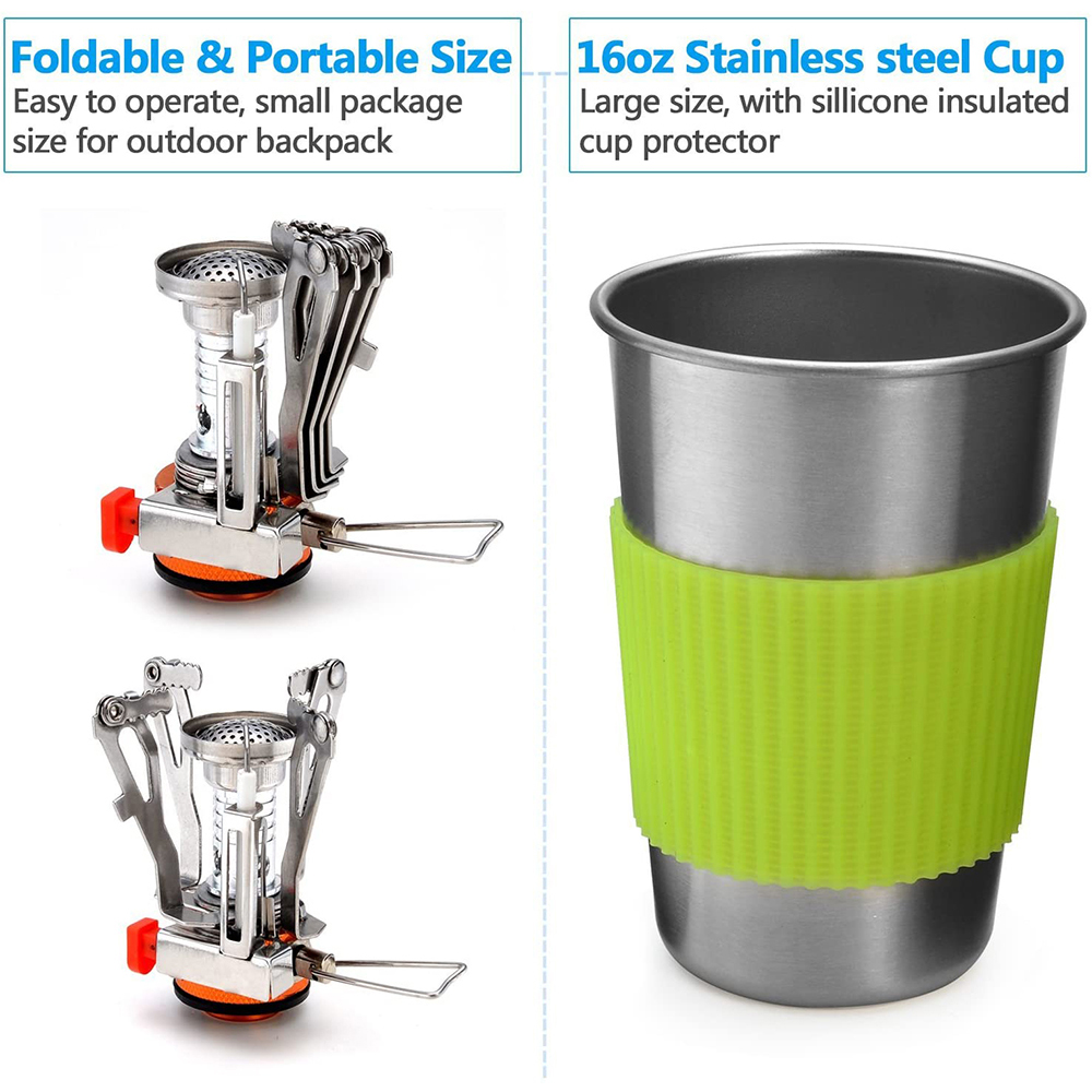 스토브가있는 캠핑 조리기구 키트 야외 요리 세트 야외  - Camping Cooking Pots And Pans 리뷰 및 가격